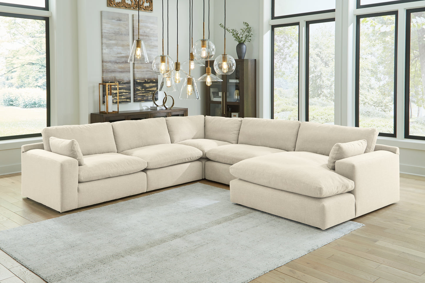 Cape Furniture Outlet - Ashley Furniture - Elyza Sectional - RAF 5-Piece Sectional with Chaise / Linen - 10006S7