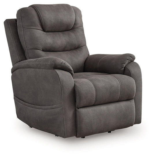 Cape Furniture Outlet - Ashley Furniture - Snowfield Living Room - Power Lift Recliner / Gunmetal - 1760912