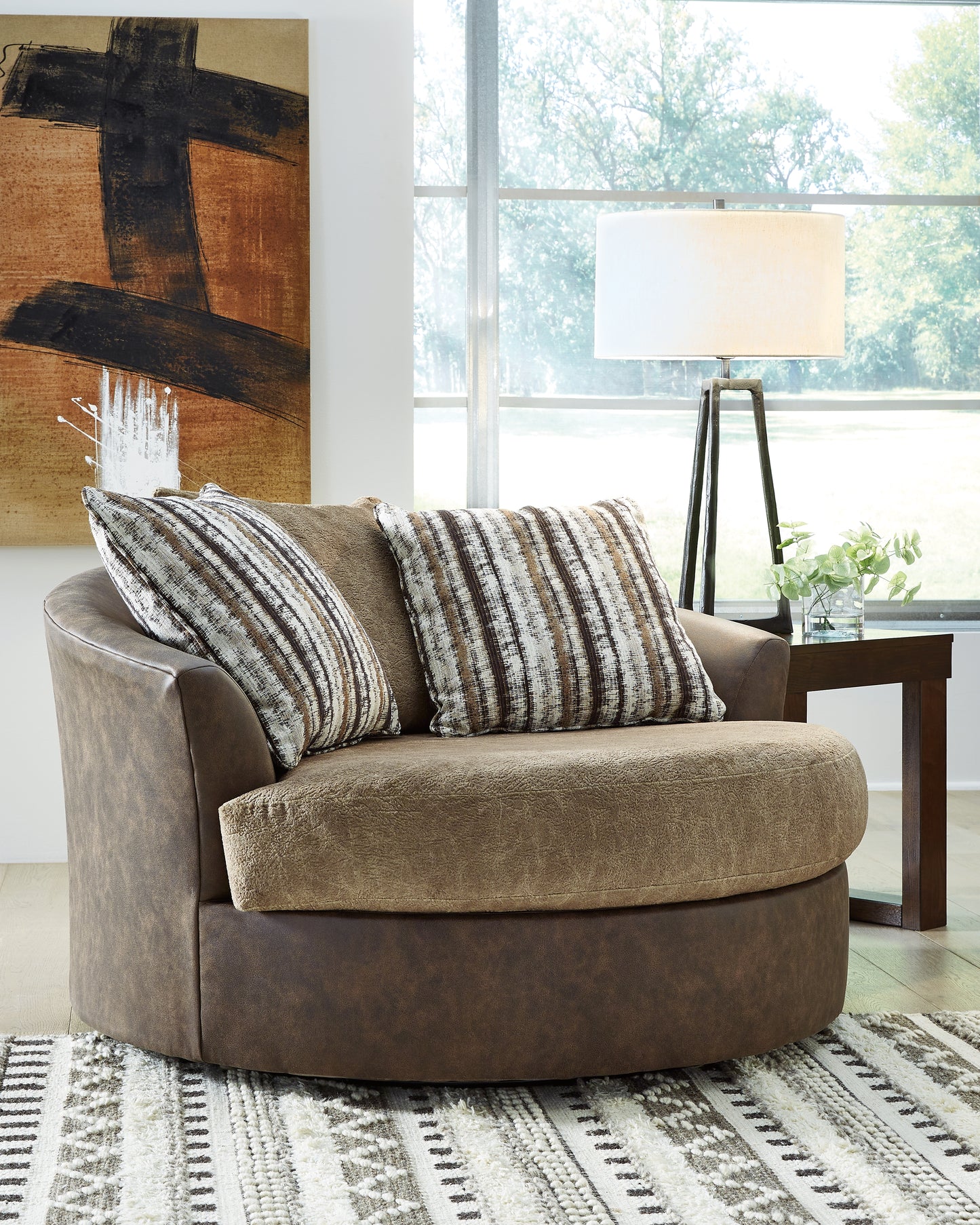 Cape Furniture Outlet - Ashley Furniture - Alesbury Living Room - Oversized Swivel Accent Chair / Chocolate - 1870421