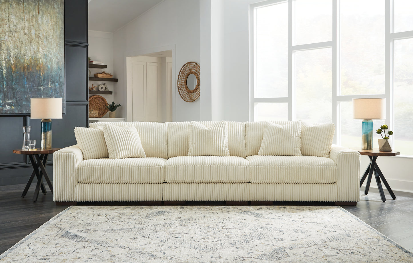 Cape Furniture Outlet - Ashley Furniture - Lindyn Sectional - RAF 3-Piece Sectional Sofa / Ivory - 21104S14