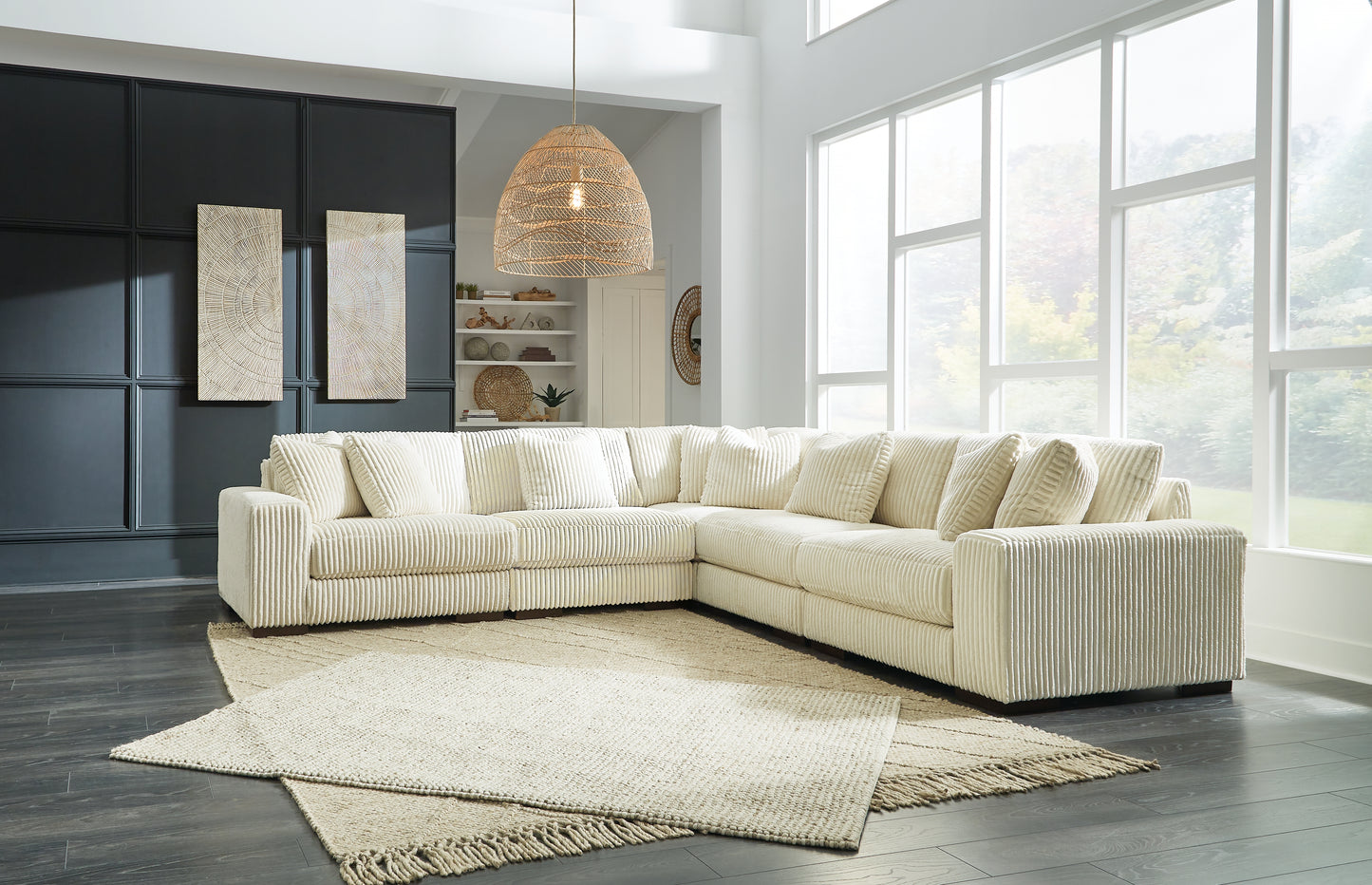 Cape Furniture Outlet - Ashley Furniture - Lindyn Sectional - RAF 5-Piece Sectional / Ivory - 21104S5