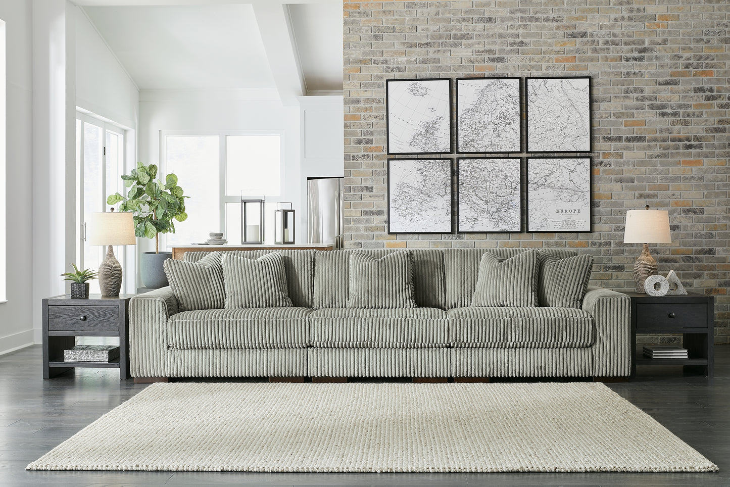 Cape Furniture Outlet - Ashley Furniture - Lindyn Sectional - RAF 3-Piece Sectional Sofa / Fog - 21105S14