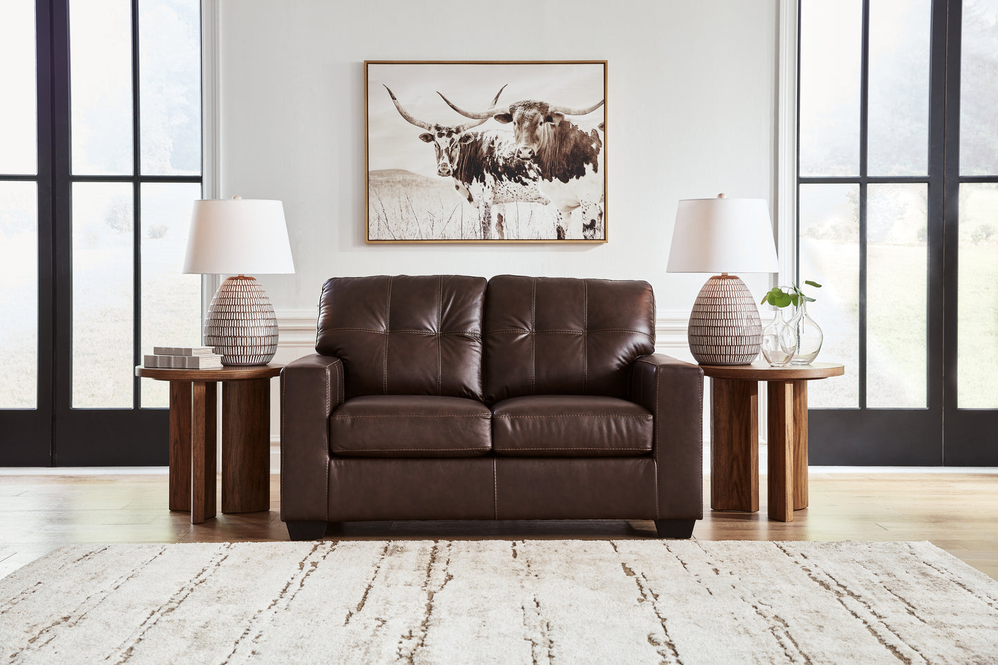 Cape Furniture Outlet - Ashley Furniture - Santorine Living Room - Loveseat / Dark Brown - 2170635