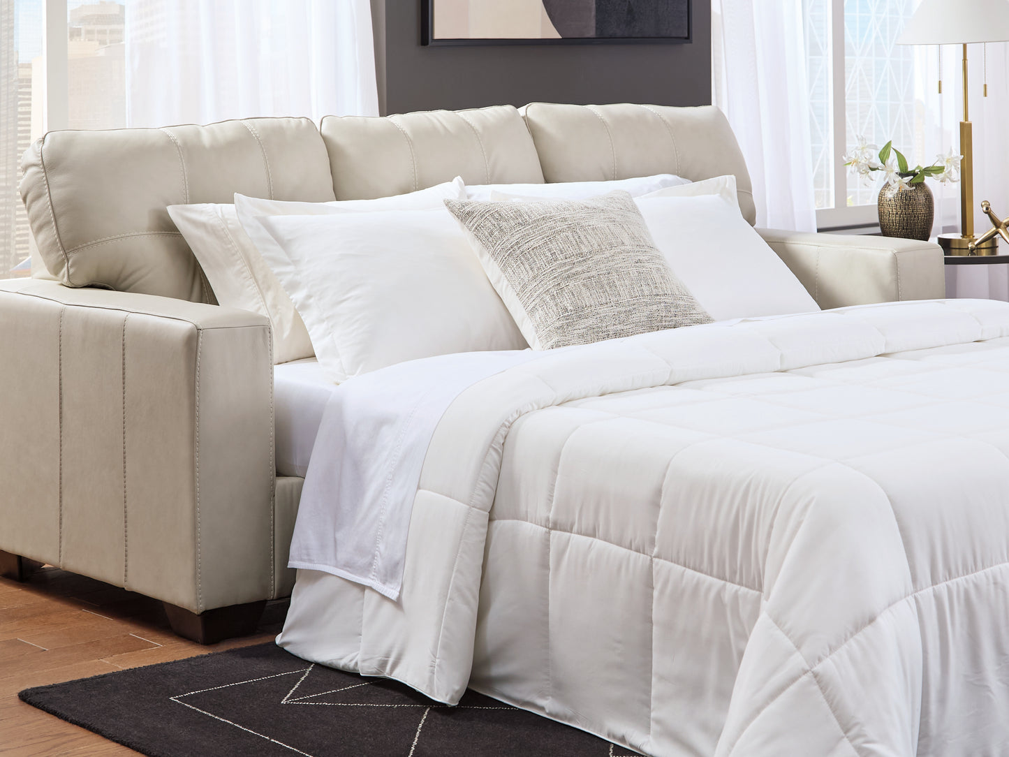 Cape Furniture Outlet - Ashley Furniture - Santorine Living Room - Queen Sofa Sleeper / Bone - 2170839