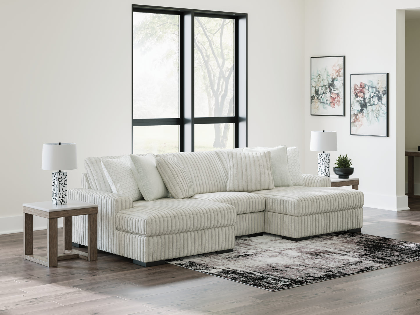 Cape Furniture Outlet - Ashley Furniture - Stupendous Sectional - RAF 3-Piece Sectional with Double Chaise / Alloy - 25903S4