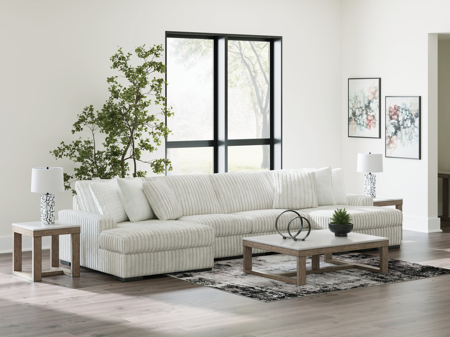 Cape Furniture Outlet - Ashley Furniture - Stupendous Sectional - RAF 4-Piece Sectional with Double Chaise / Alloy - 25903S5
