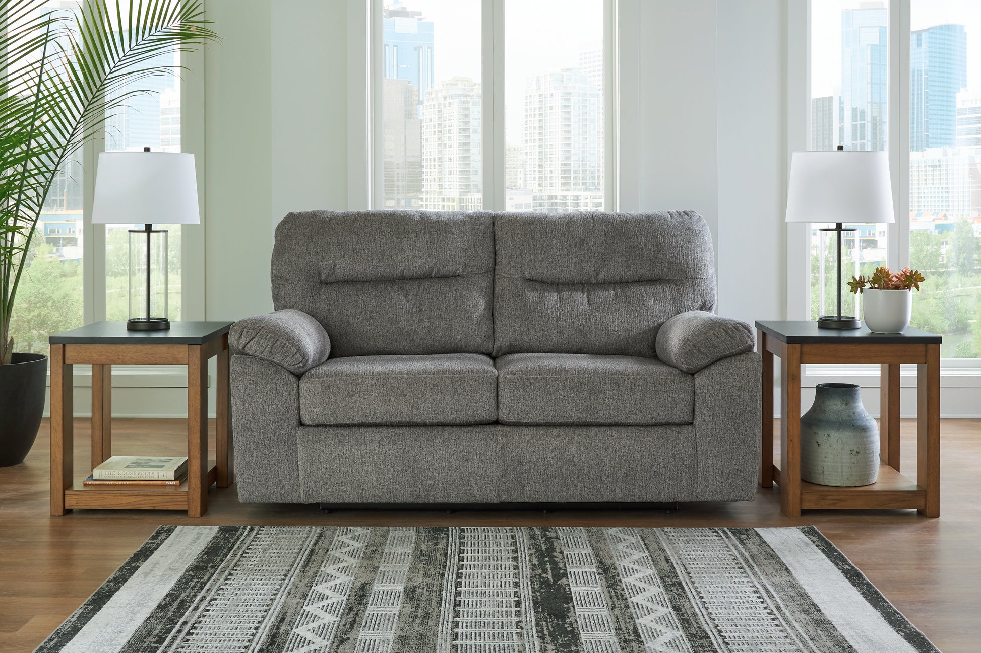 Cape Furniture Outlet - Ashley Furniture - Bindura Living Room - Glider Loveseat / Mineral - 3030578