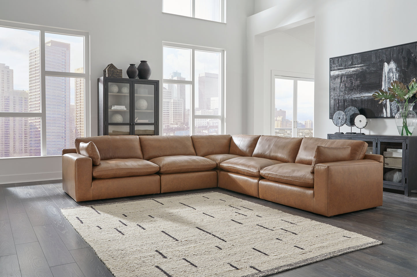 Cape Furniture Outlet - Ashley Furniture - Emilia Sectional - RAF 5-Piece Sectional / Caramel - 30901S4