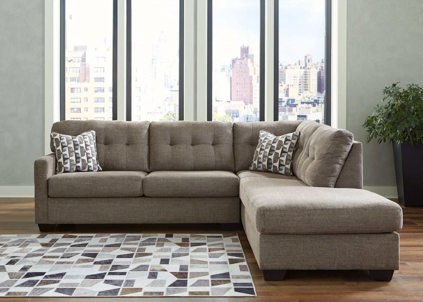 Cape Furniture Outlet - Ashley Furniture - Mahoney Sectional - LAF 2-Piece Sectional with Chaise / Chocolate - 31005S2
