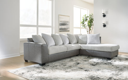 Cape Furniture Outlet - Ashley Furniture - Clairette Court Sectional - LAF 2-Piece Sectional with Chaise / Alloy - 31503S2