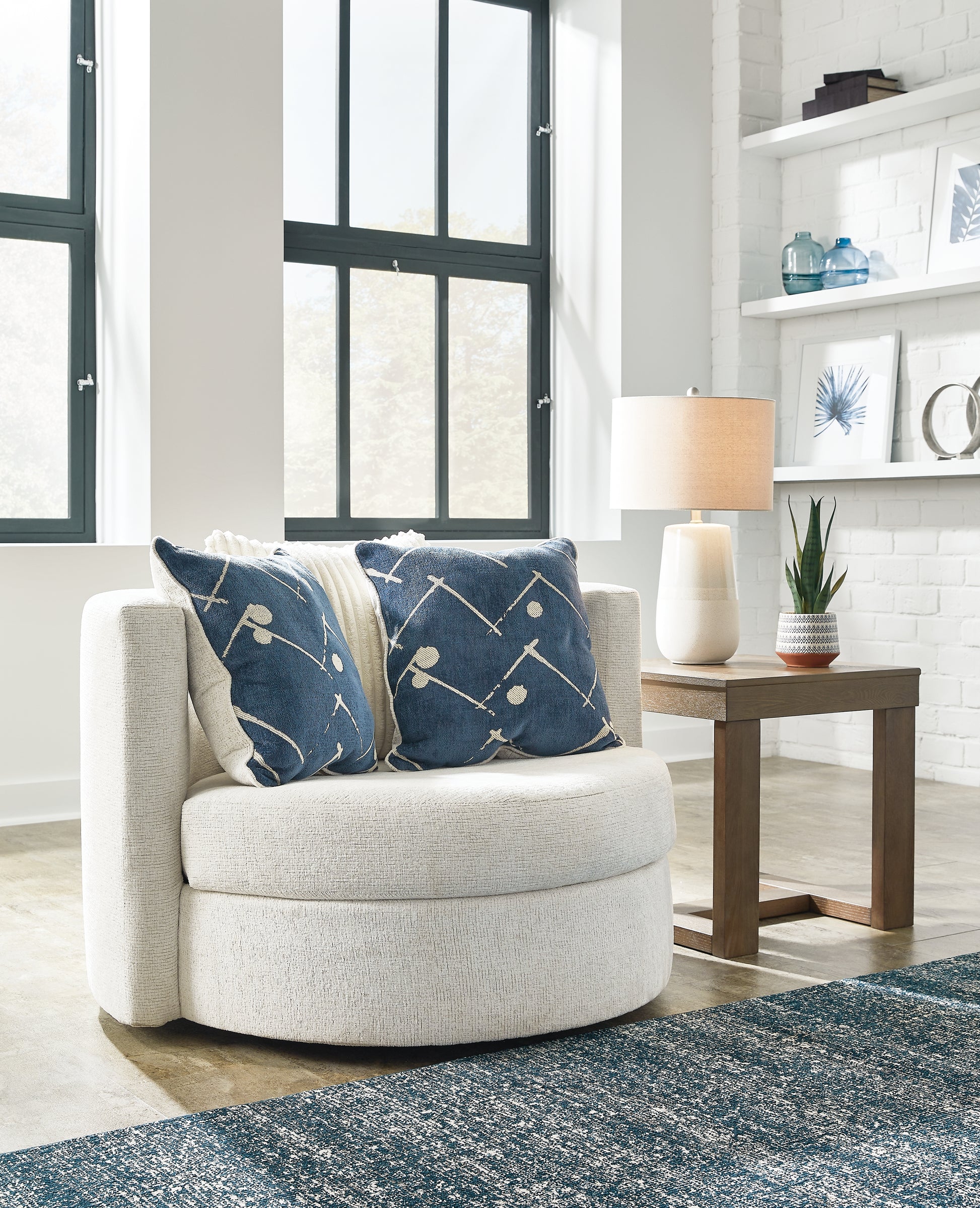 Cape Furniture Outlet - Ashley Furniture - Padova Living Room - Swivel Accent Chair / Ivory - 3370644