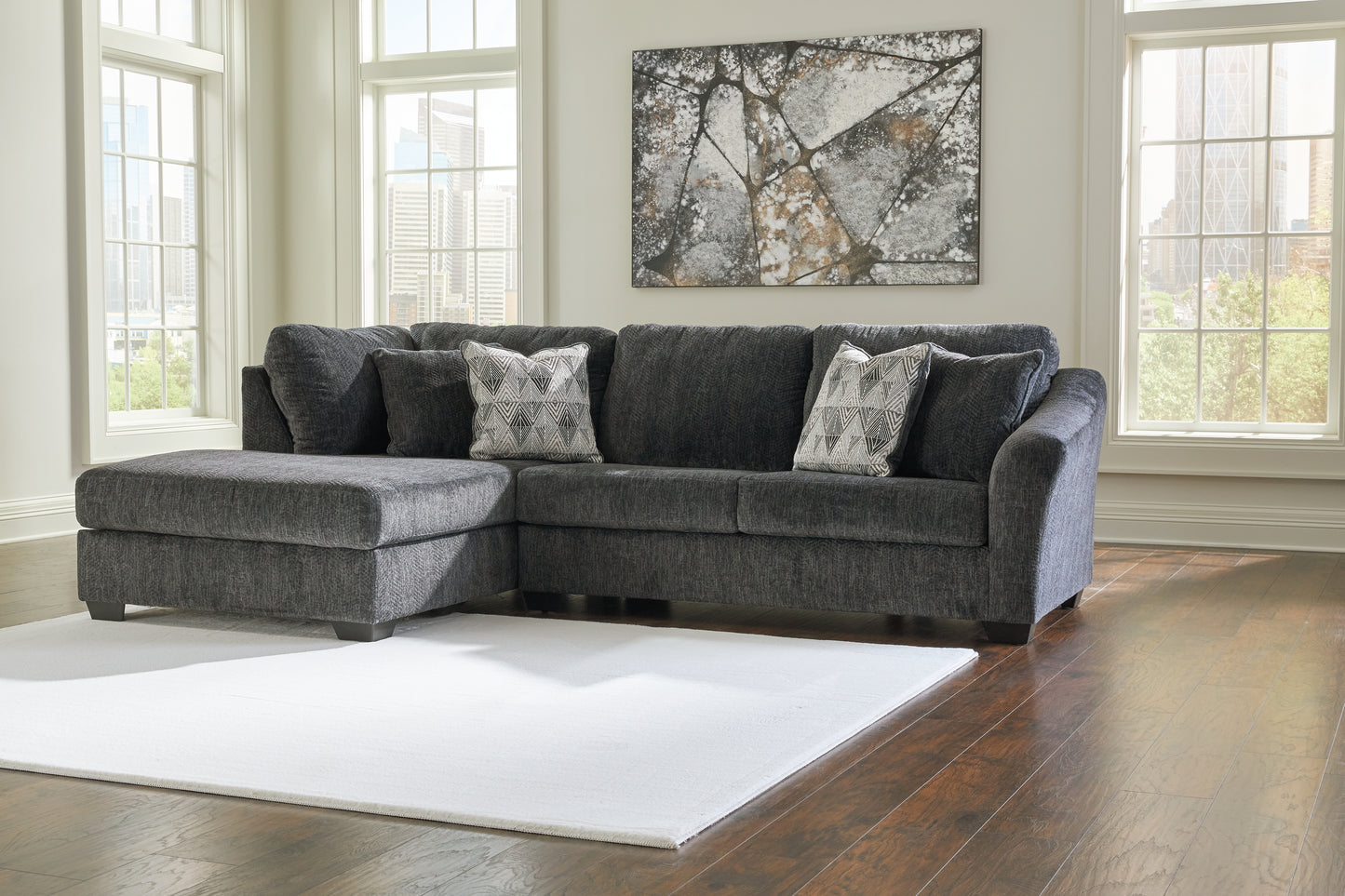 Cape Furniture Outlet - Ashley Furniture - Biddeford Sectional - 2-Piece Sleeper Sectional with Chaise / Shadow - 35504S4