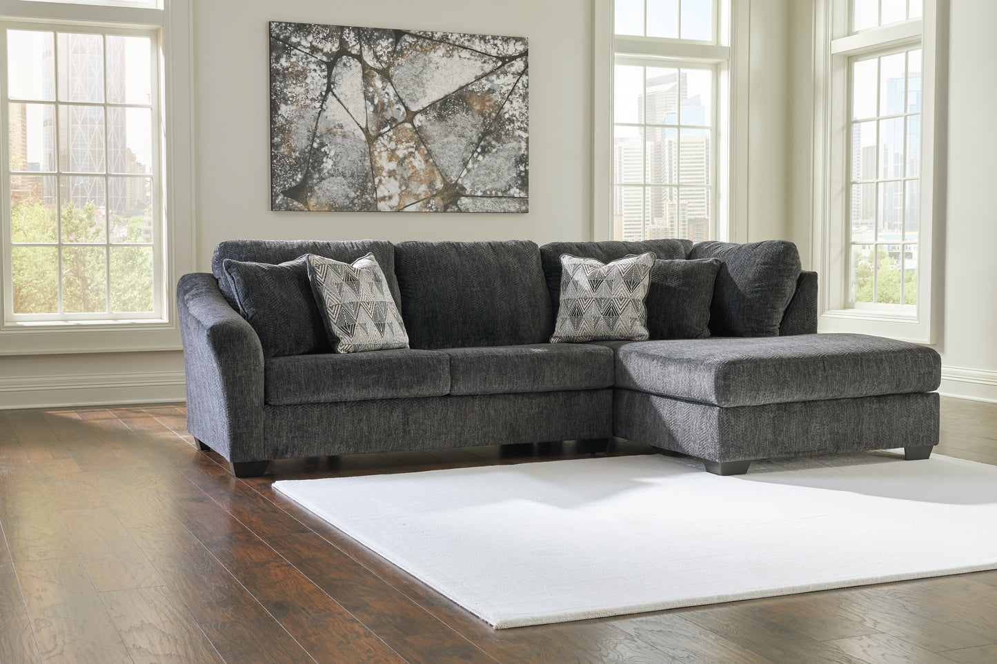 Cape Furniture Outlet - Ashley Furniture - Biddeford Sectional - LAF 2-Piece Sectional with Chaise / Shadow - 35504S2