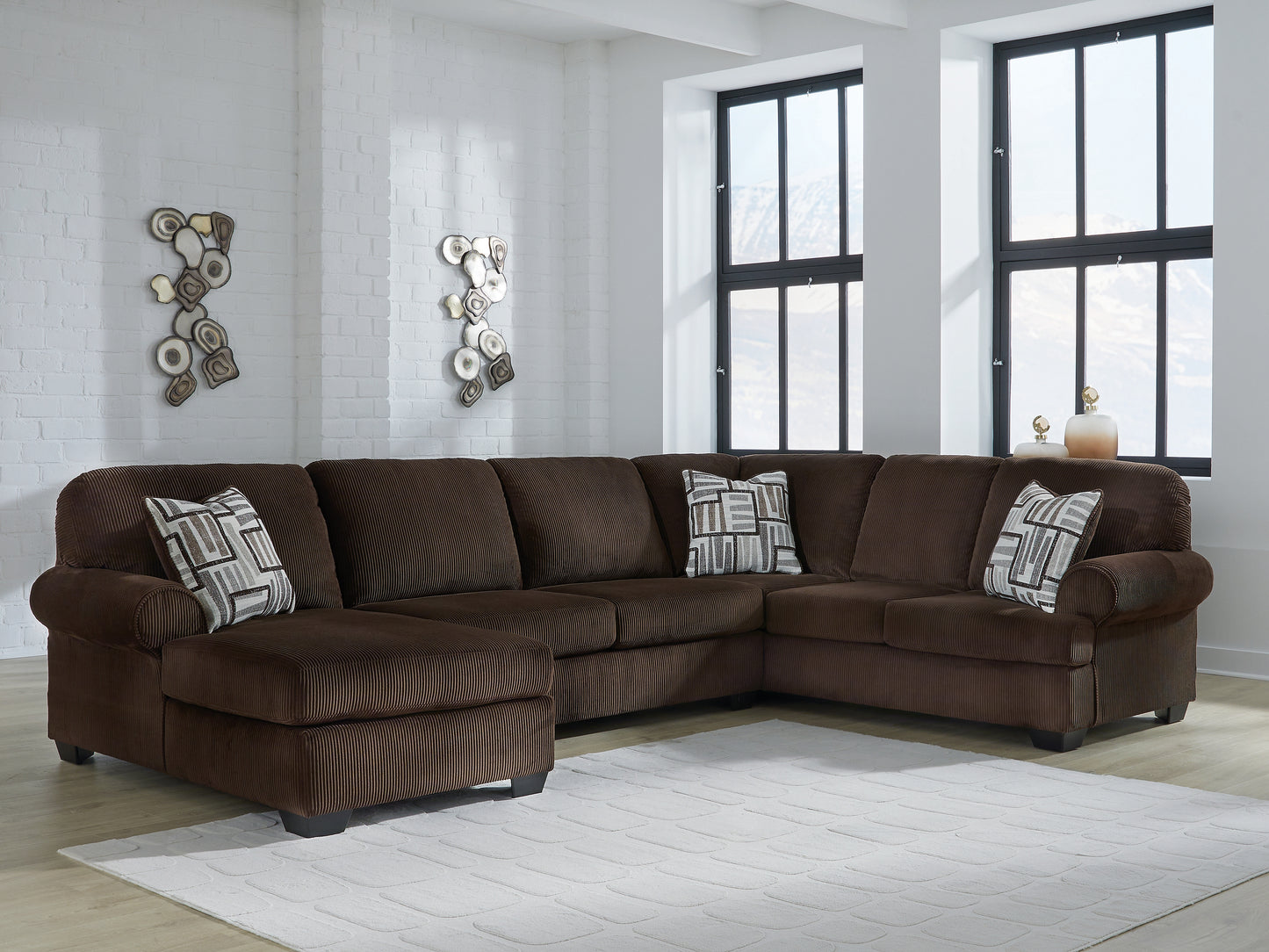 Cape Furniture Outlet - Ashley Furniture - Kimlee Sectional - RAF 3-Piece Sectional with Chaise / Chocolate - PC35603S1