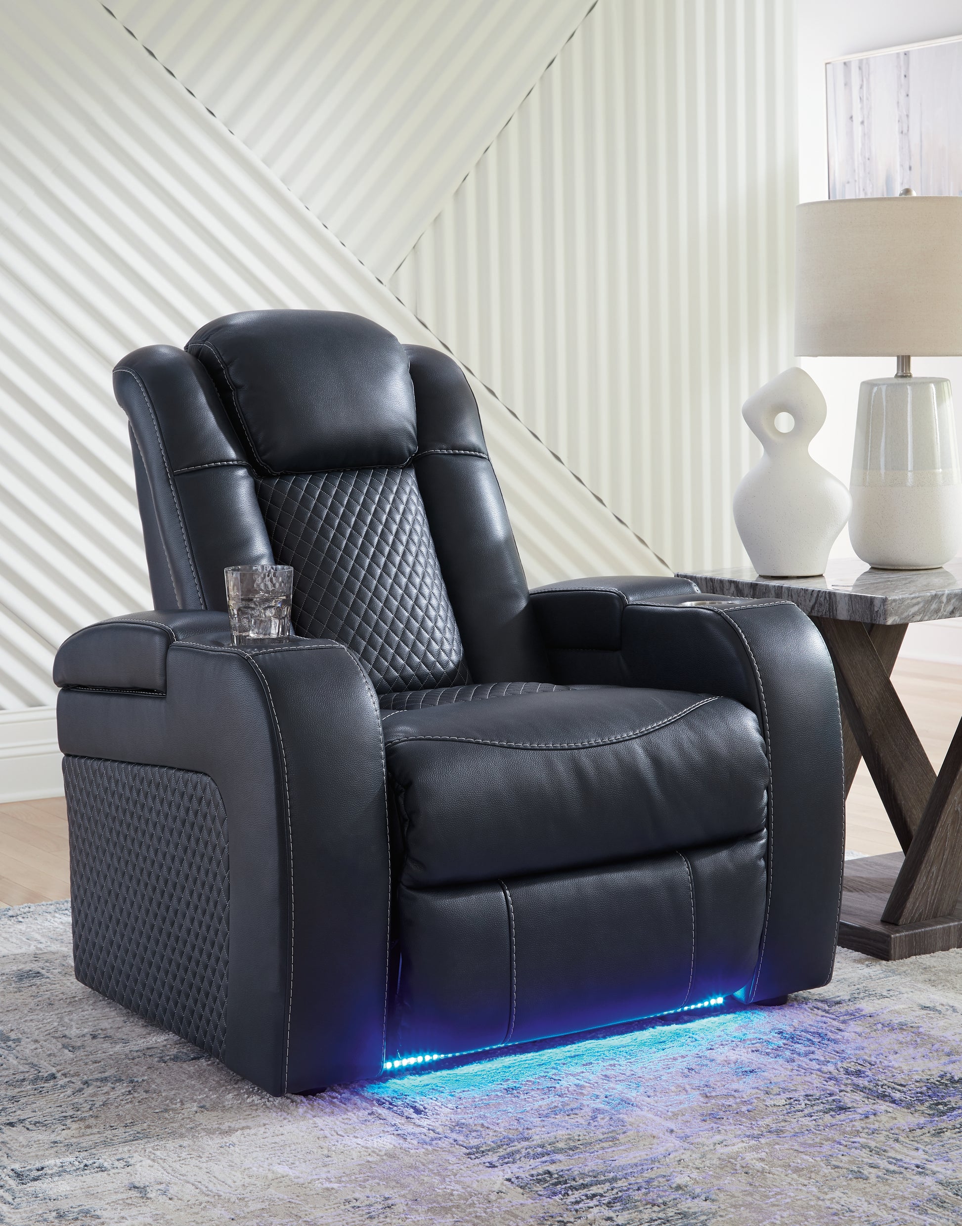 Cape Furniture Outlet - Ashley Furniture - Fyne-Dyme Living Room - PWR REC Sofa with ADJ Headrest / Sapphire - 3660315