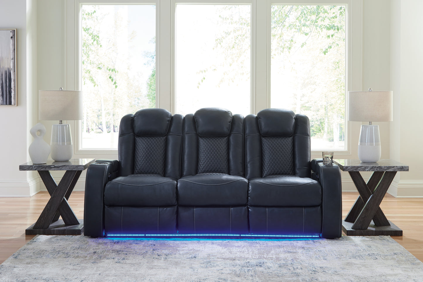 Cape Furniture Outlet - Ashley Furniture - Fyne-Dyme Living Room - PWR REC Sofa with ADJ Headrest / Sapphire - 3660315