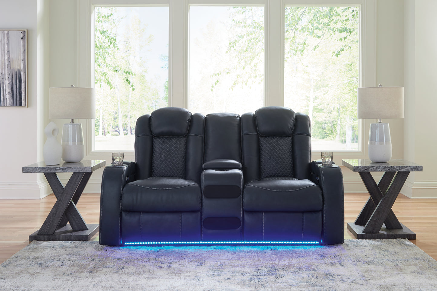 Cape Furniture Outlet - Ashley Furniture - Fyne-Dyme Living Room - PWR REC Loveseat/CON/ADJ HDRST / Sapphire - 3660318