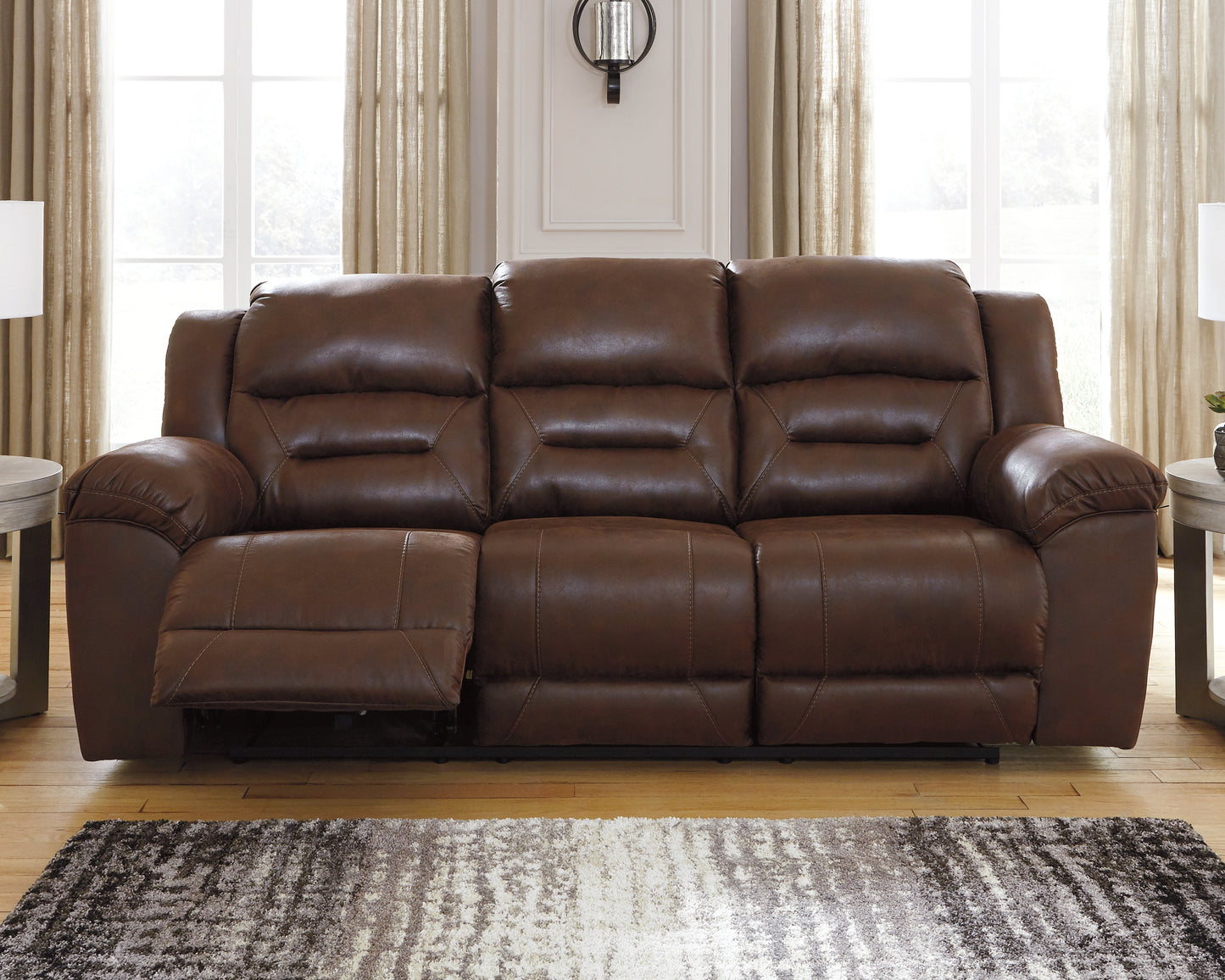 Cape Furniture Outlet - Ashley Furniture - Stoneland Living Room - Reclining Power Sofa / Chocolate - 3990487