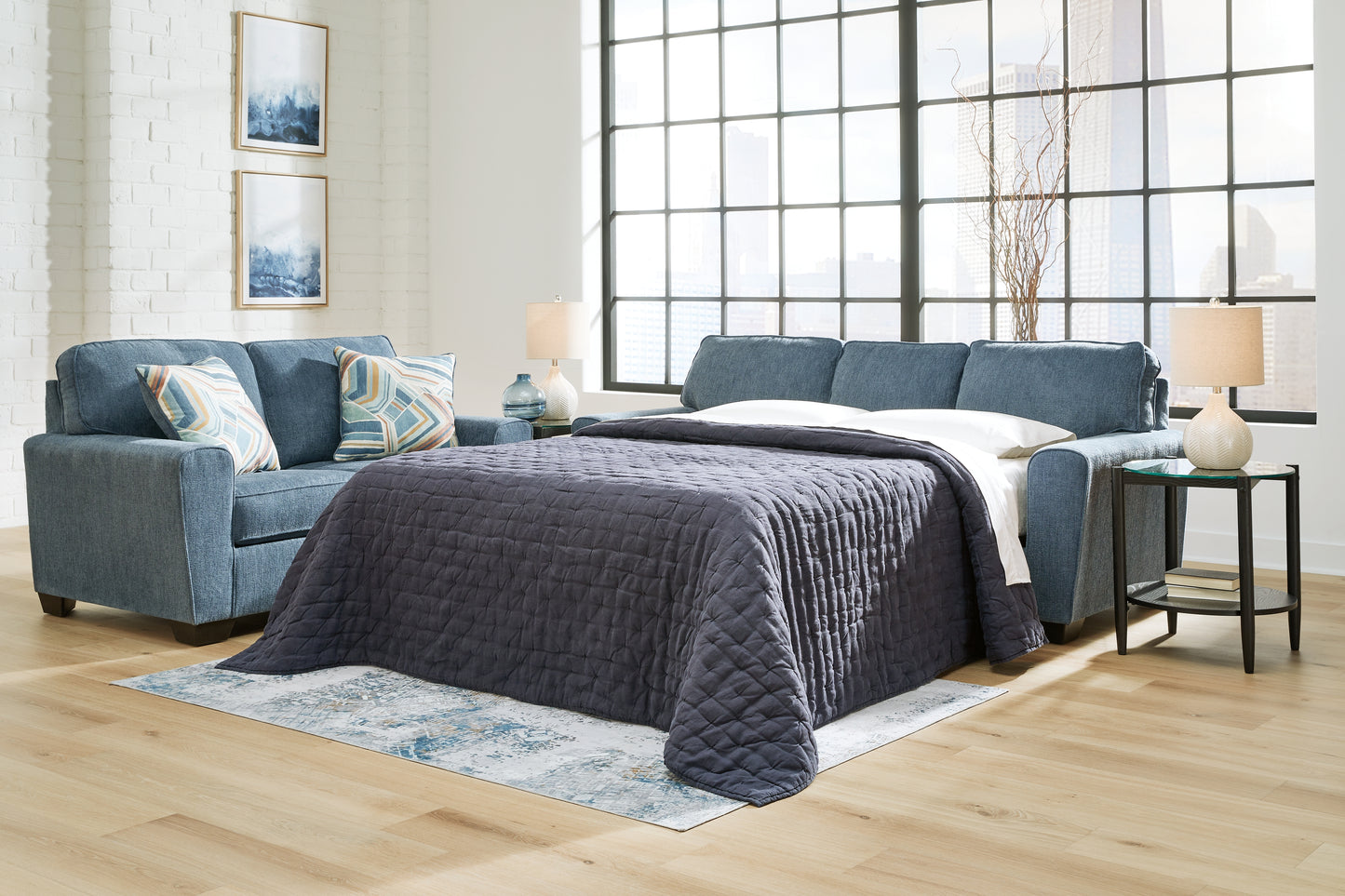 Cape Furniture Outlet - Ashley Furniture - Cashton Living Room - Queen Sofa Sleeper / Blue - 4060539