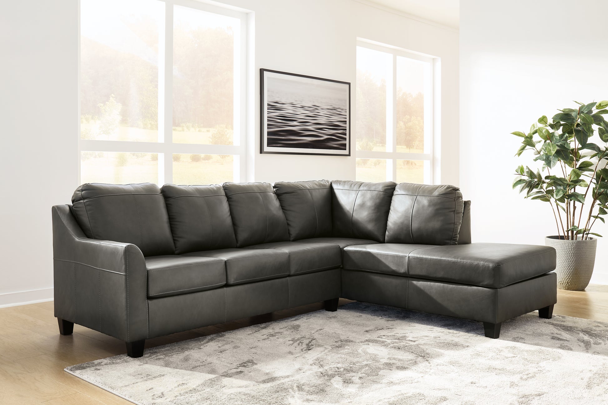 Cape Furniture Outlet - Ashley Furniture - Valderno Sectional - LAF 2-Piece Sectional with Chaise / Fog - 47804S1
