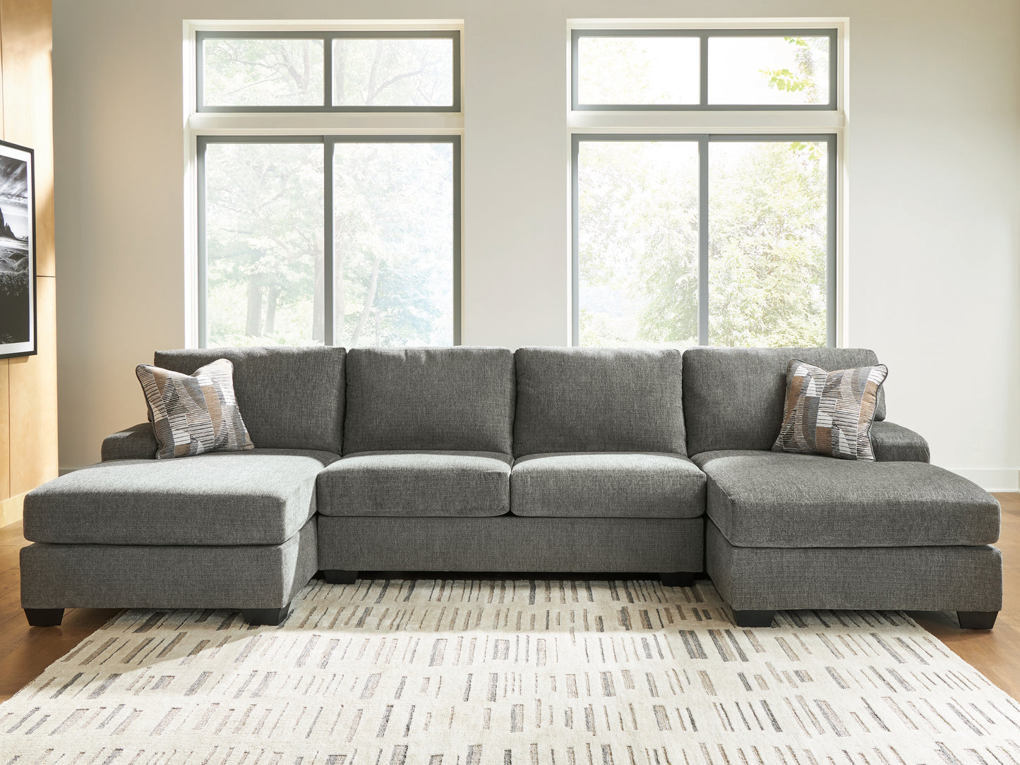 Cape Furniture Outlet - Ashley Furniture - Revenna Sectional - RAF 3-Piece Sectional with Double Chaise / Greystone - PC48405S3