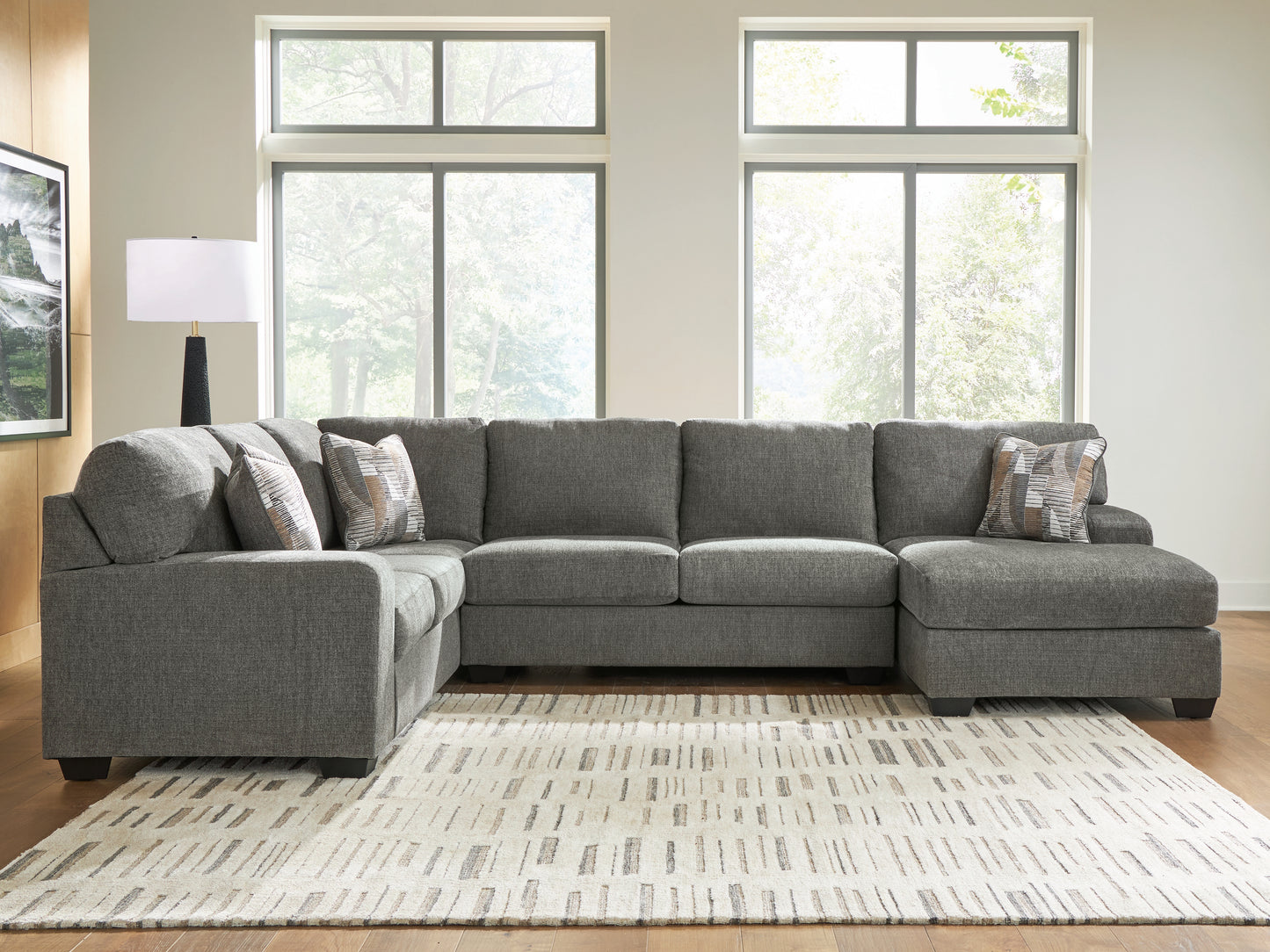Cape Furniture Outlet - Ashley Furniture - Revenna Sectional - LAF 3-Piece Sleeper Sectional with Chaise / Greystone - PC48405S6