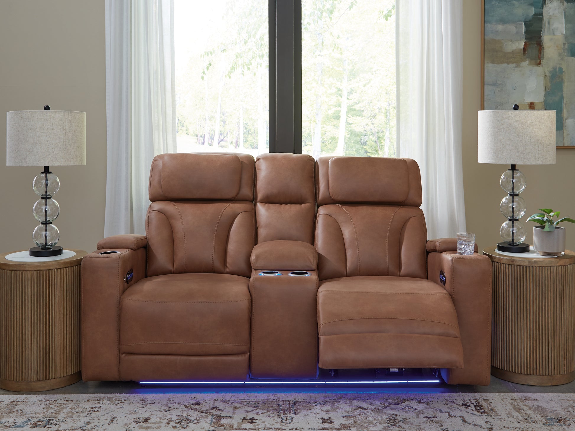 Cape Furniture Outlet - Ashley Furniture - Clean-Slate Living Room - PWR REC Sofa with ADJ Headrest / Caramel - PC5010115
