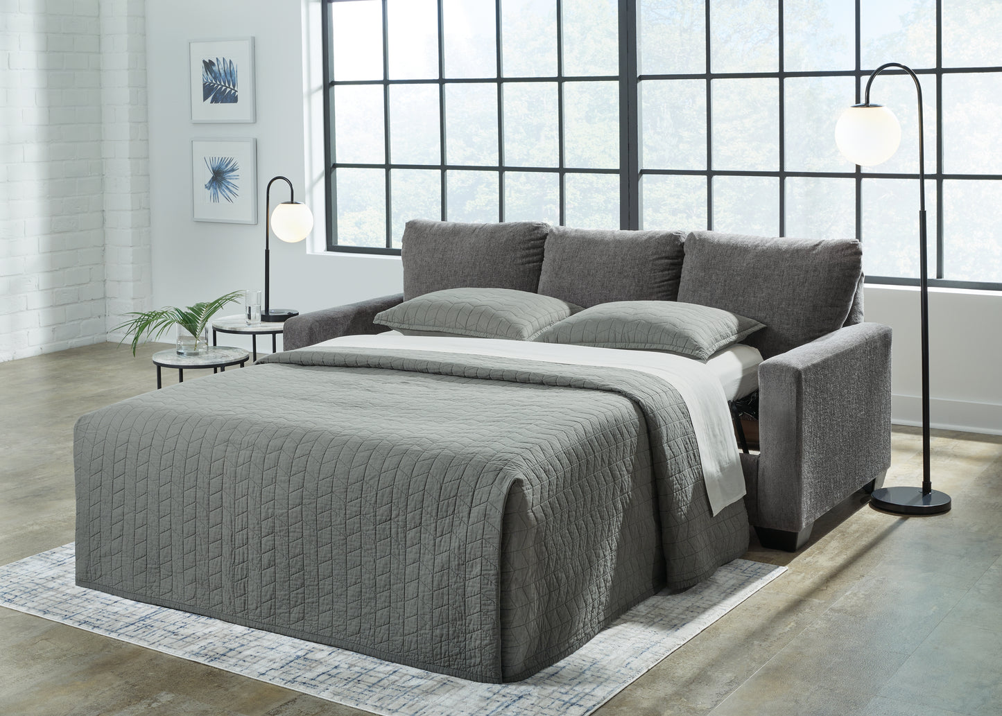 Cape Furniture Outlet - Ashley Furniture - Rannis Living Room - Queen Sofa Sleeper / Pewter - 5360239