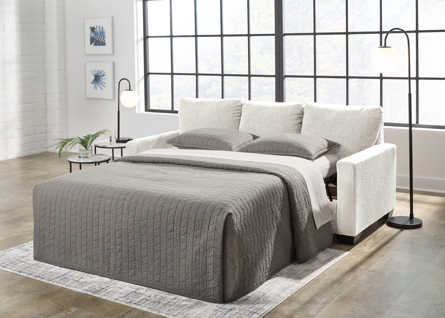 Cape Furniture Outlet - Ashley Furniture - Rannis Living Room - Queen Sofa Sleeper / Snow - 5360339