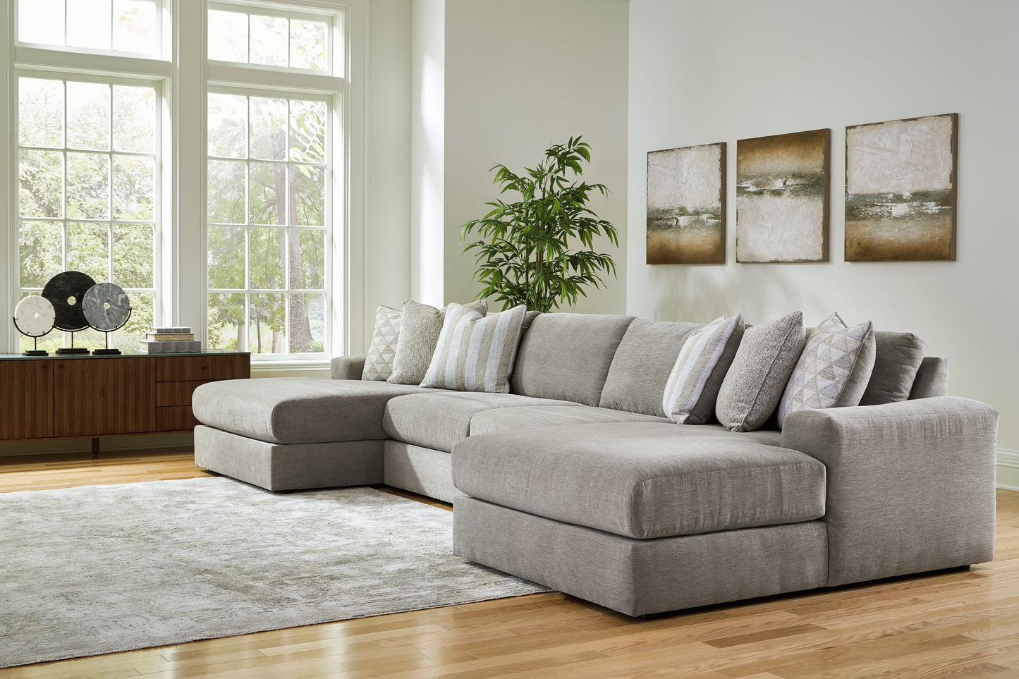 Cape Furniture Outlet - Ashley Furniture - Avaliyah Sectional - RAF 4-Piece Double Chaise Sectional / Ash - 58103S11