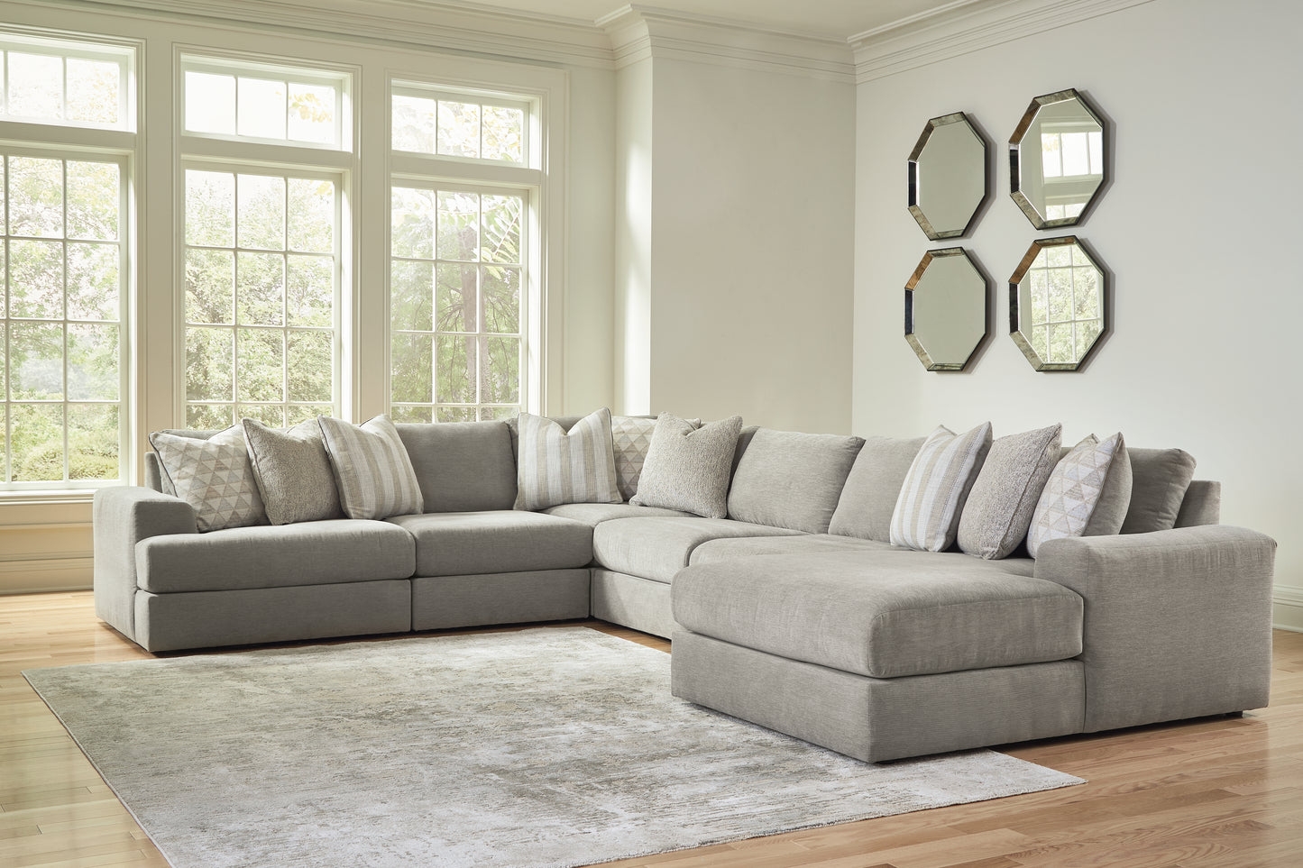 Cape Furniture Outlet - Ashley Furniture - Avaliyah Sectional - RAF 6-Piece Sectional with Chaise / Ash - 58103S12
