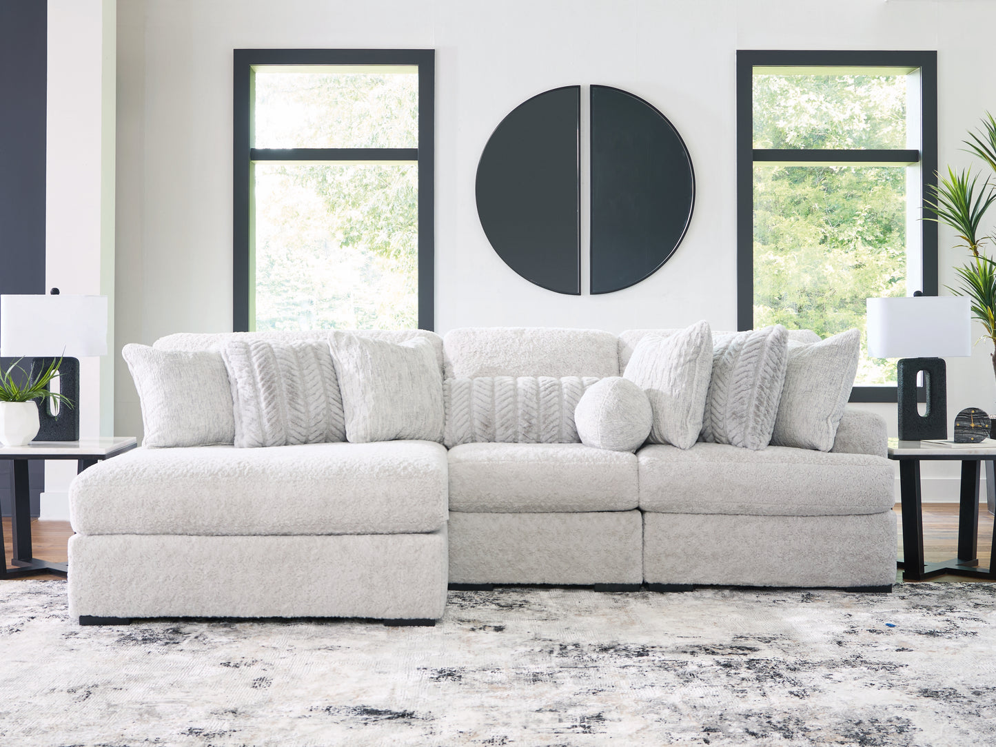 Cape Furniture Outlet - Ashley Furniture - Cuddle Plush Sectional - 3-Piece Sectional with Chaise / Arctic - PC59106S7