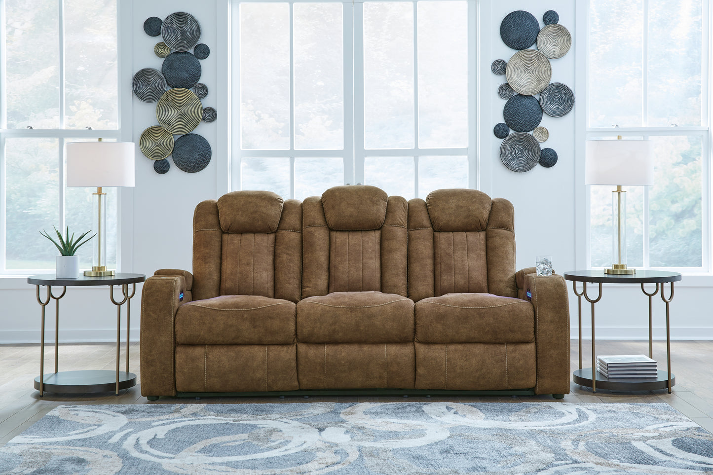 Cape Furniture Outlet - Ashley Furniture - Wolfridge Living Room - PWR REC Sofa with ADJ Headrest / Brindle - 6070315