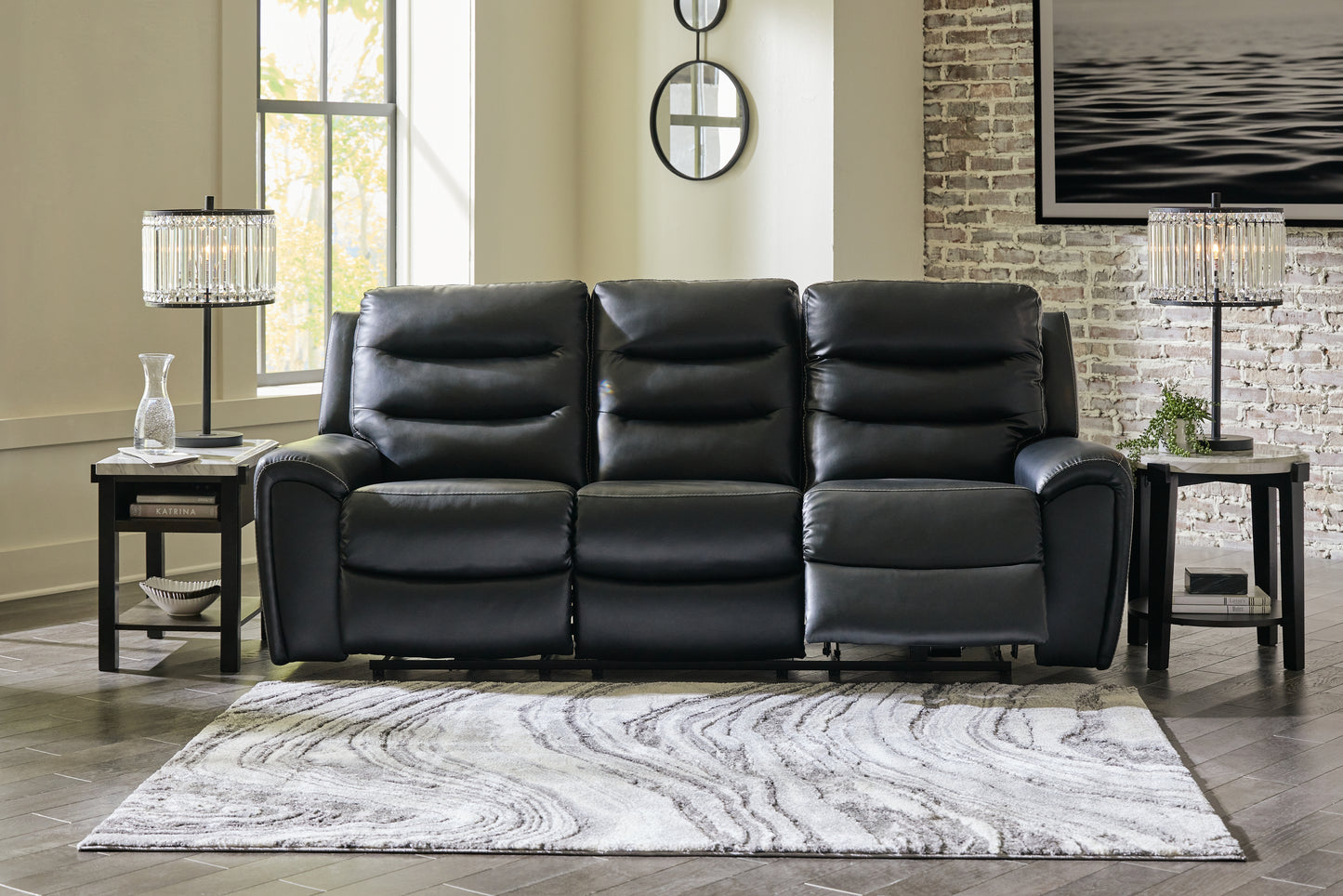 Cape Furniture Outlet - Ashley Furniture - Warlin Living Room - PWR REC Loveseat/CON/ADJ HDRST / Black - 6110518