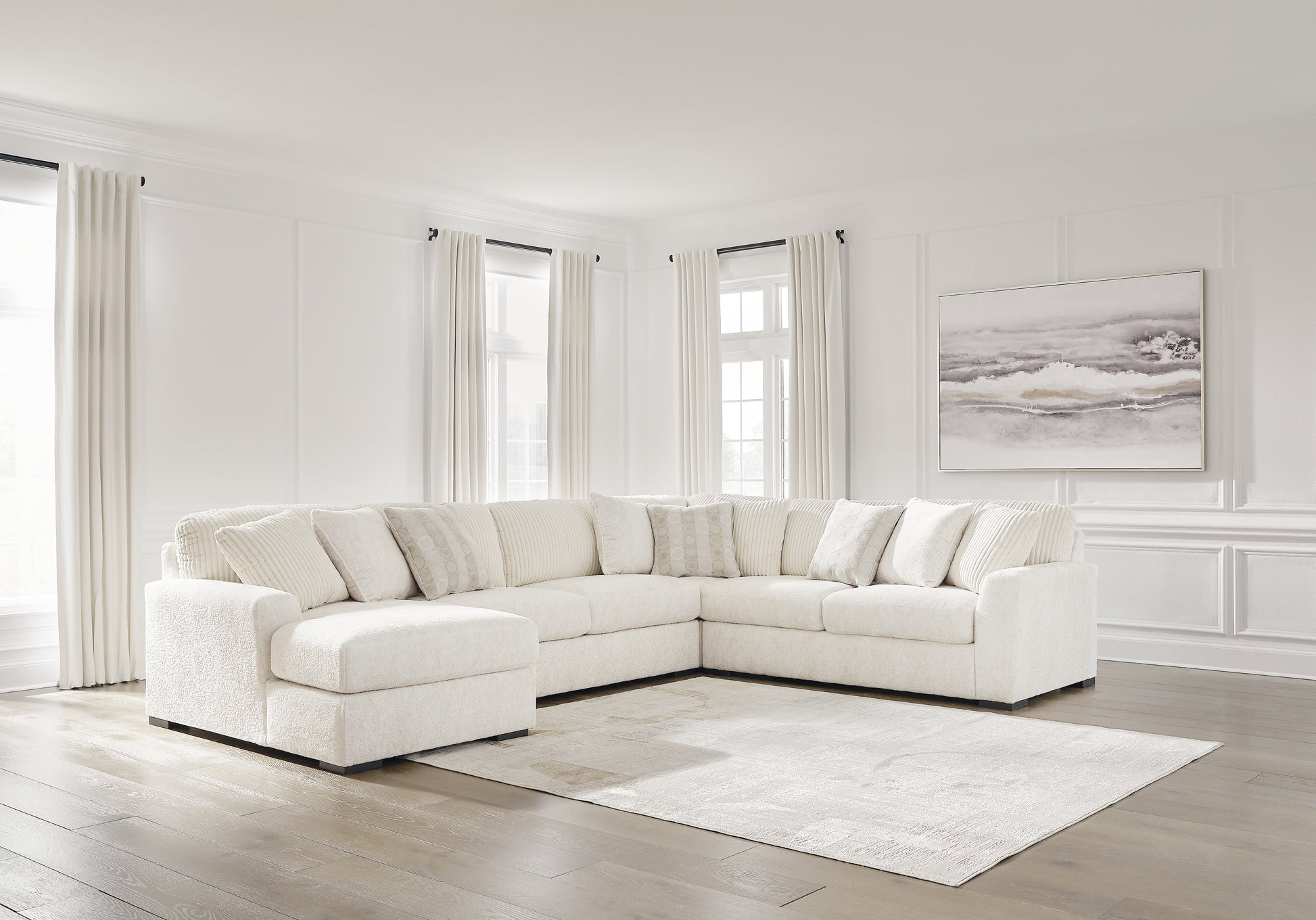 Cape Furniture Outlet - Ashley Furniture - Chessington Sectional - RAF 4-Piece Sectional with Chaise / Ivory - 61904S3