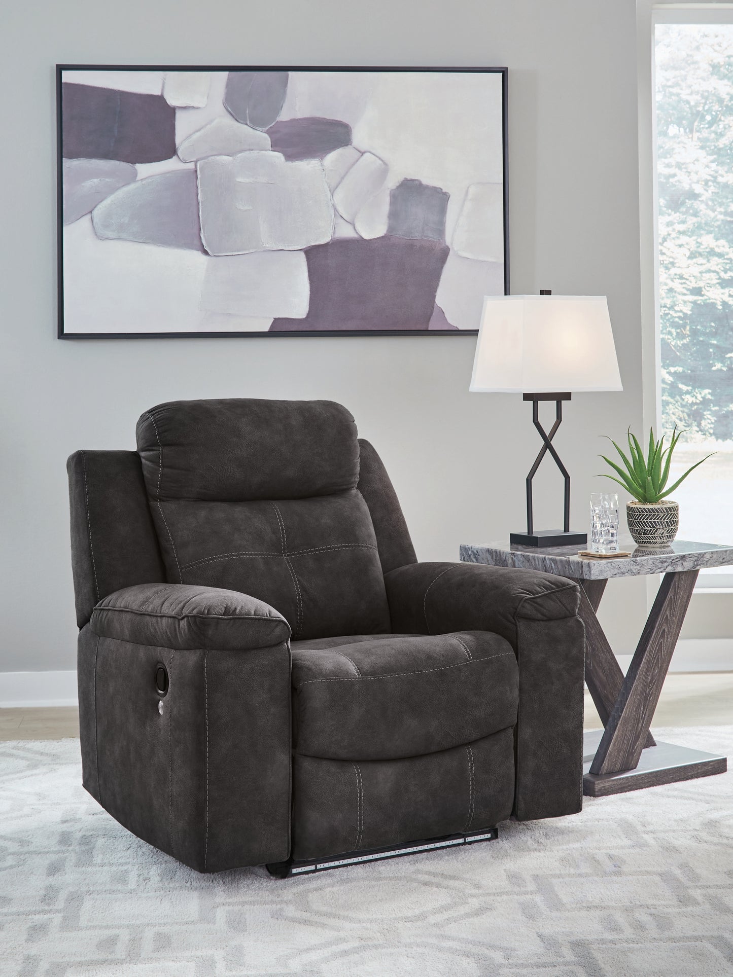 Cape Furniture Outlet - Ashley Furniture - Brysonview Living Room - Zero Wall Recliner / Charcoal - 6360529