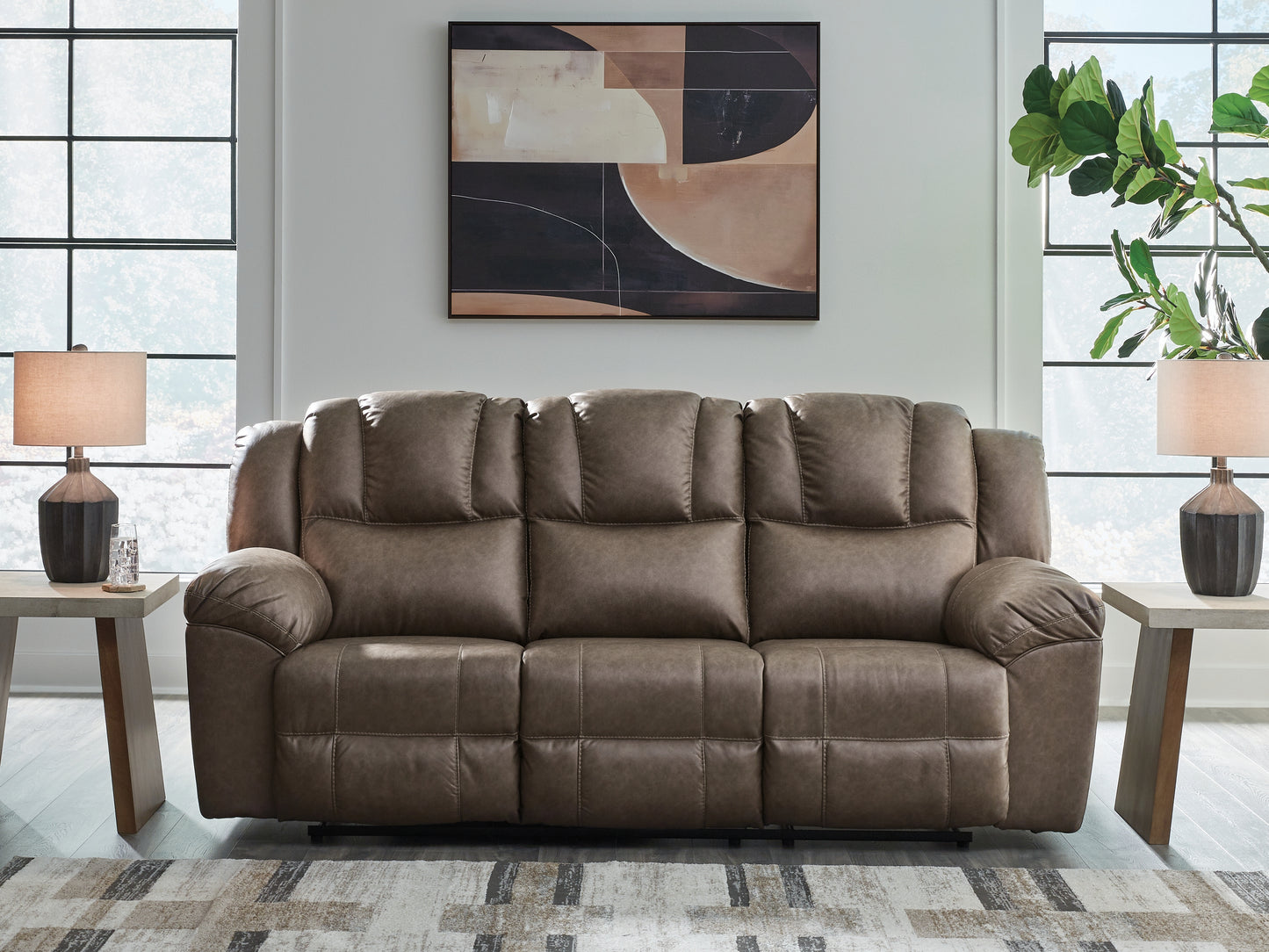 Cape Furniture Outlet - Ashley Furniture - Lowilla Living Room - Reclining Sofa / Driftwood - PC6450688