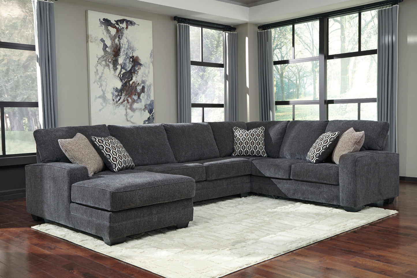 Cape Furniture Outlet - Ashley Furniture - Tracling Sectional - LAF 3-Piece Sectional with Chaise / Slate - 72600S2