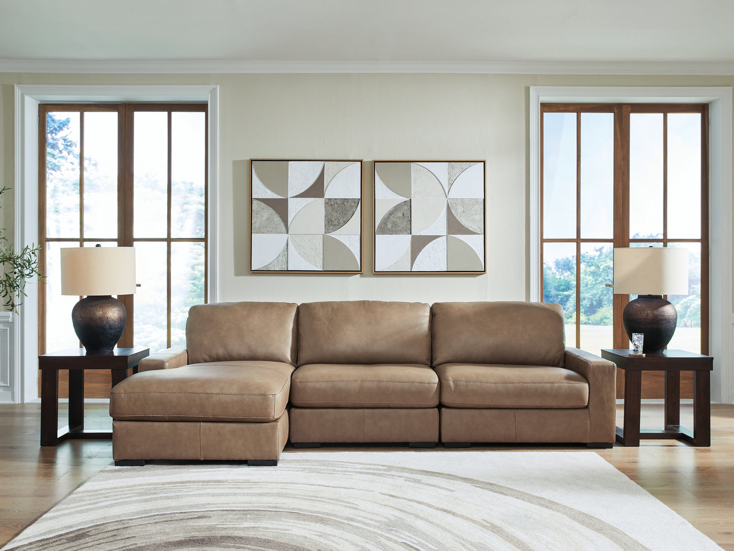 Cape Furniture Outlet - Ashley Furniture - Veronella Sectional - RAF 3-Piece Sectional with Chaise / Sahara - 76106S5