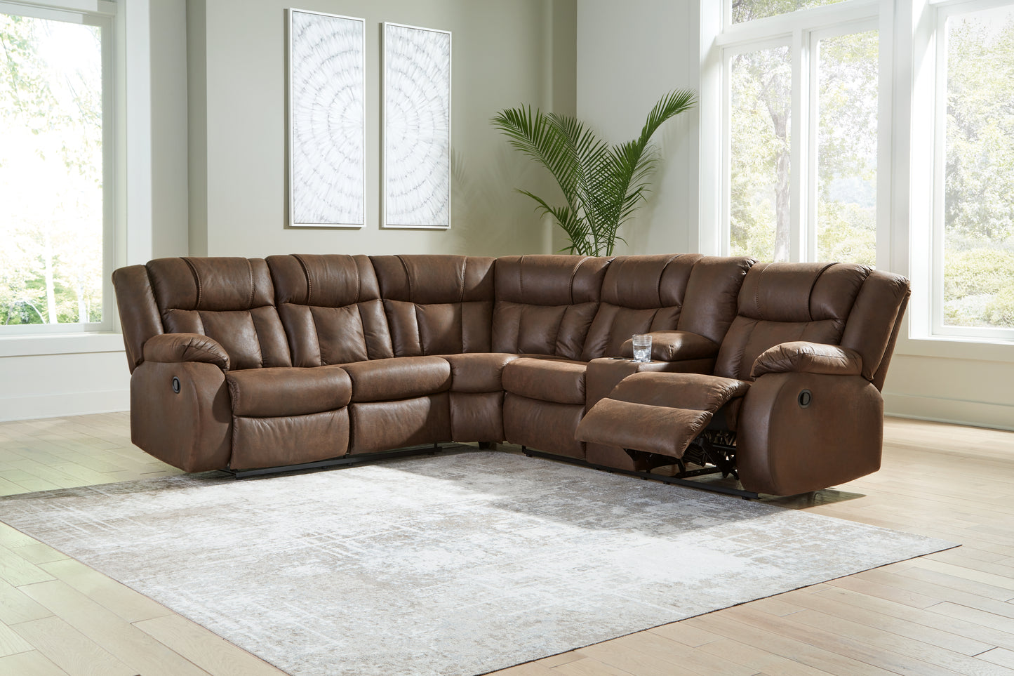 Cape Furniture Outlet - Ashley Furniture - Trail Boys Sectional - 2-Piece Reclining Sectional / Walnut - 82703S1