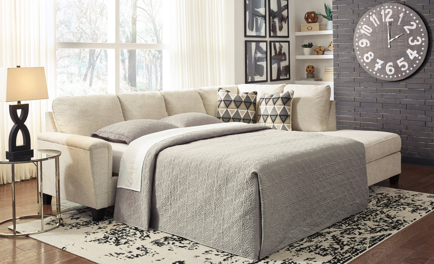 Cape Furniture Outlet - Ashley Furniture - Abinger Sectional - LAF 2-Piece Sleeper Sectional with Chaise / Natural - 83904S4