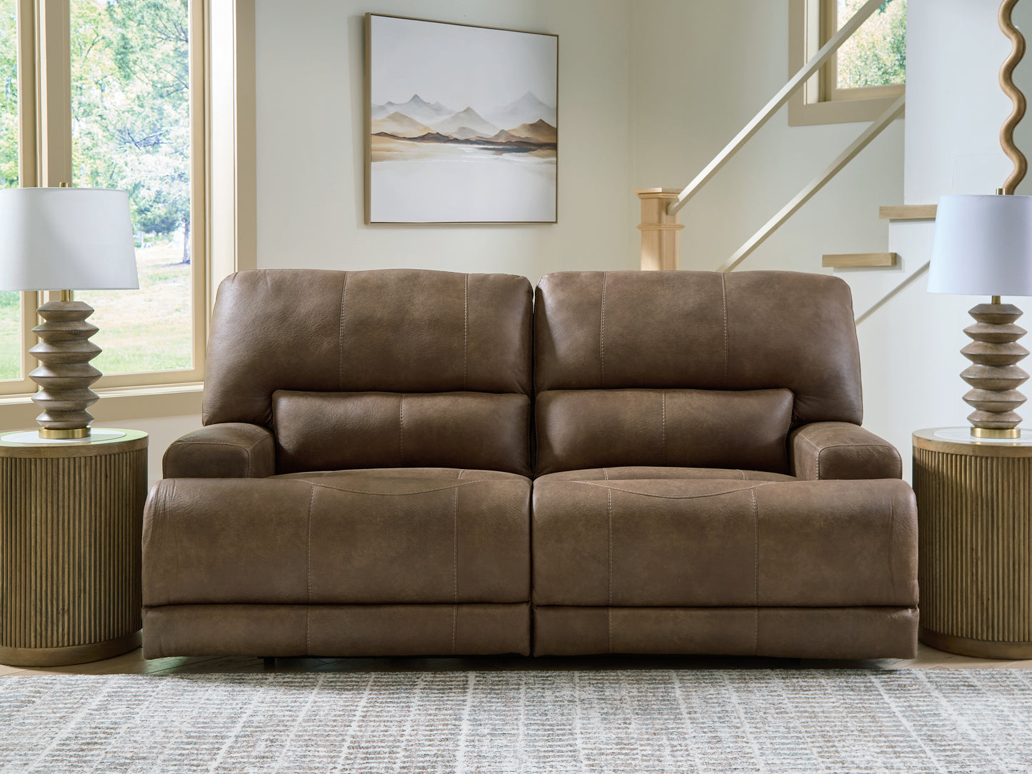 Cape Furniture Outlet - Ashley Furniture - Beckley Place Living Room - 2 Seat PWR REC Sofa ADJ HDREST / Earth - PC9180247