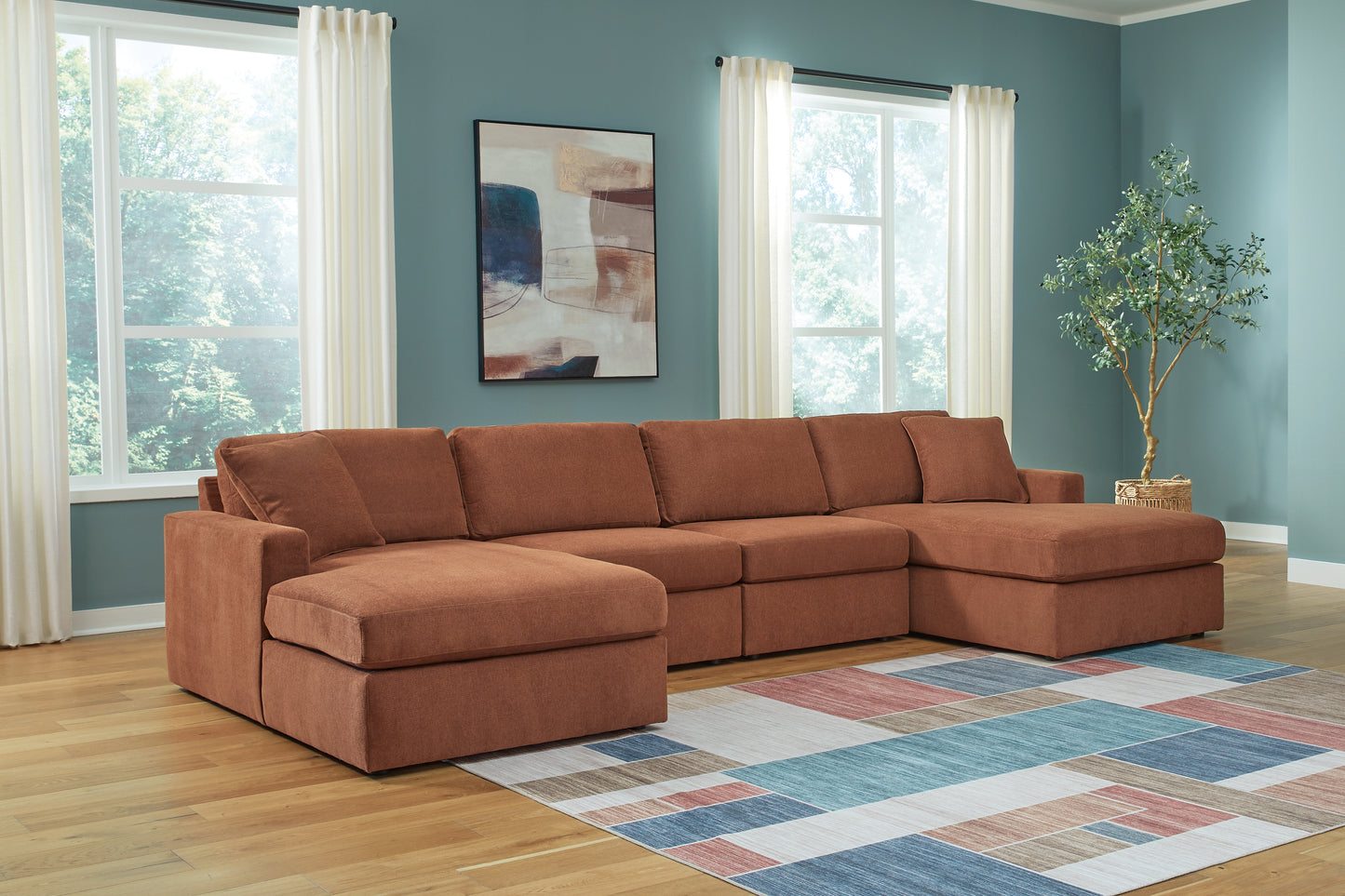 Cape Furniture Outlet - Ashley Furniture - Modmax Sectional - RAF 4-Piece Sectional with Chaise / Spice - 92102S19