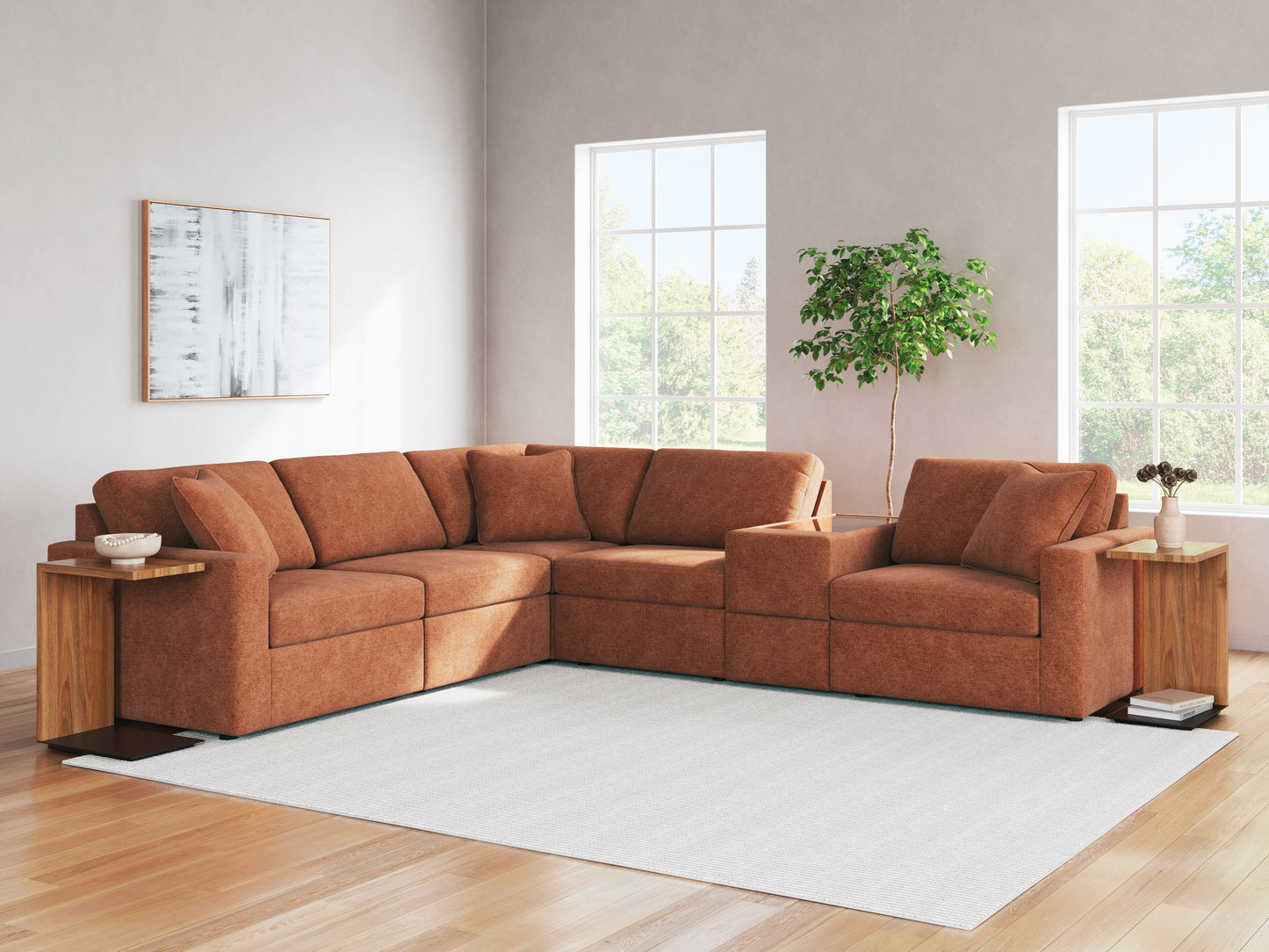 Cape Furniture Outlet - Ashley Furniture - Modmax Sectional - RAF 6-Piece Sectional / Spice - 92102S7
