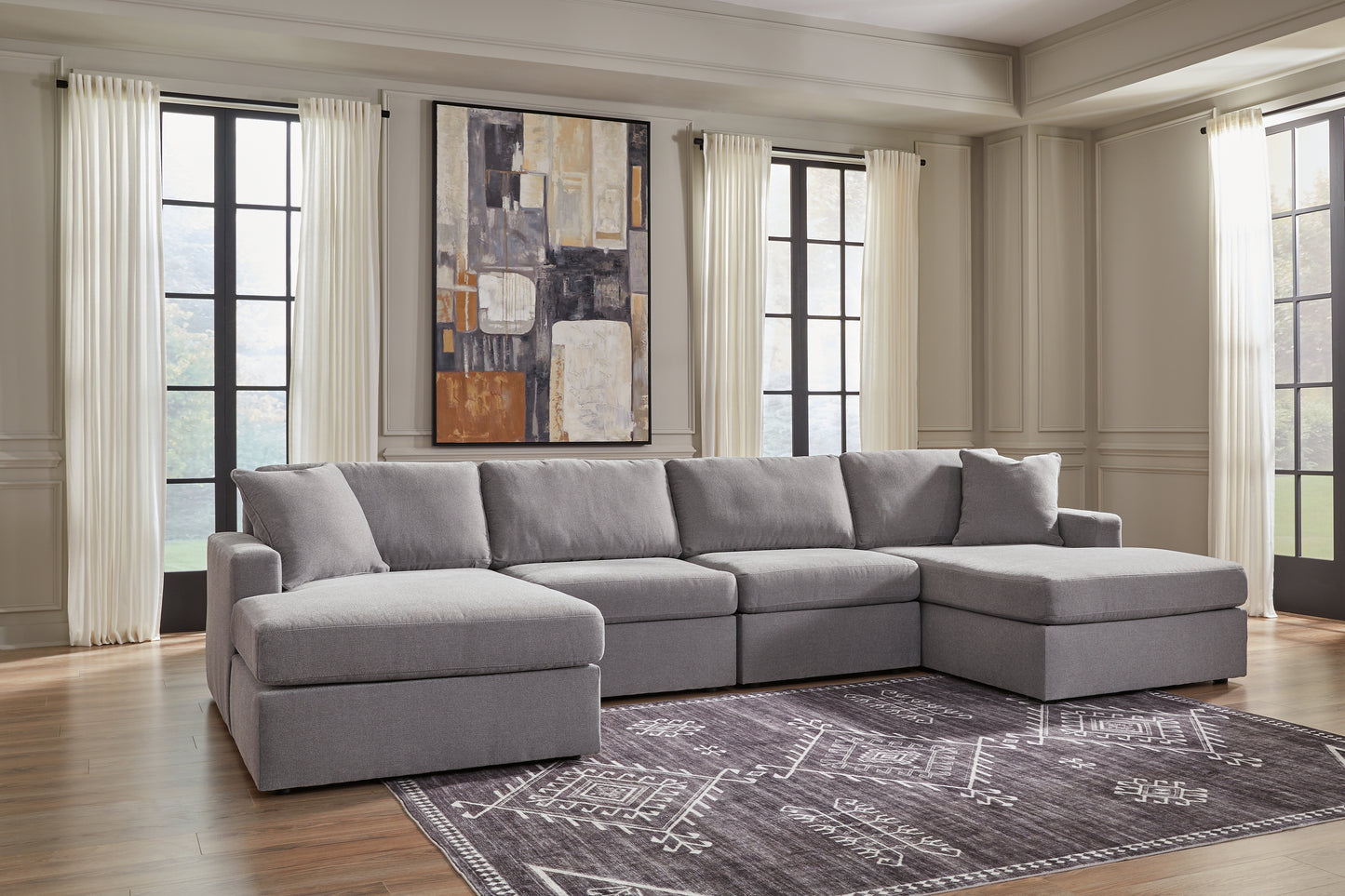 Cape Furniture Outlet - Ashley Furniture - Modmax Sectional - RAF 4-Piece Sectional with Chaise / Granite - 92104S19