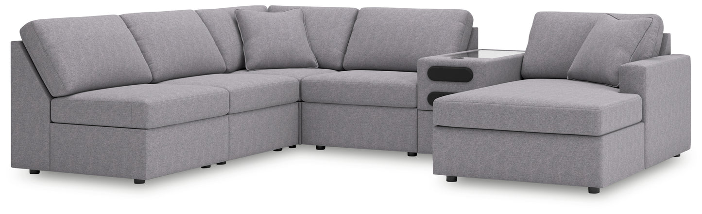 Cape Furniture Outlet - Ashley Furniture - Modmax Sectional - 6-Piece Sectional with Chaise and Audio Console / Granite - 92104S25