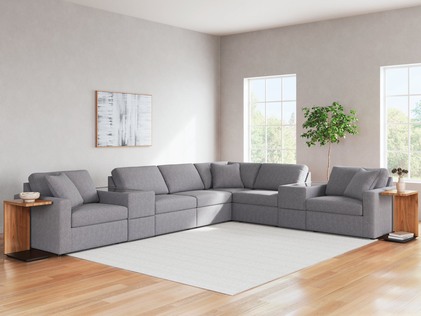 Cape Furniture Outlet - Ashley Furniture - Modmax Sectional - RAF 8-Piece Sectional / Granite - 92104S11