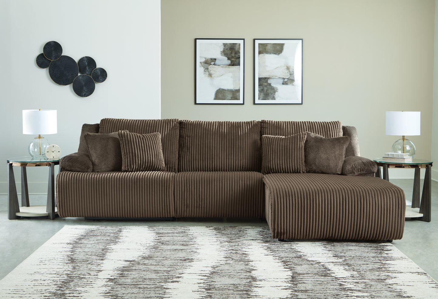 Cape Furniture Outlet - Ashley Furniture - Top Tier Sectional - 3-Piece Sectional Sofa Chaise / Chocolate - 92705S6