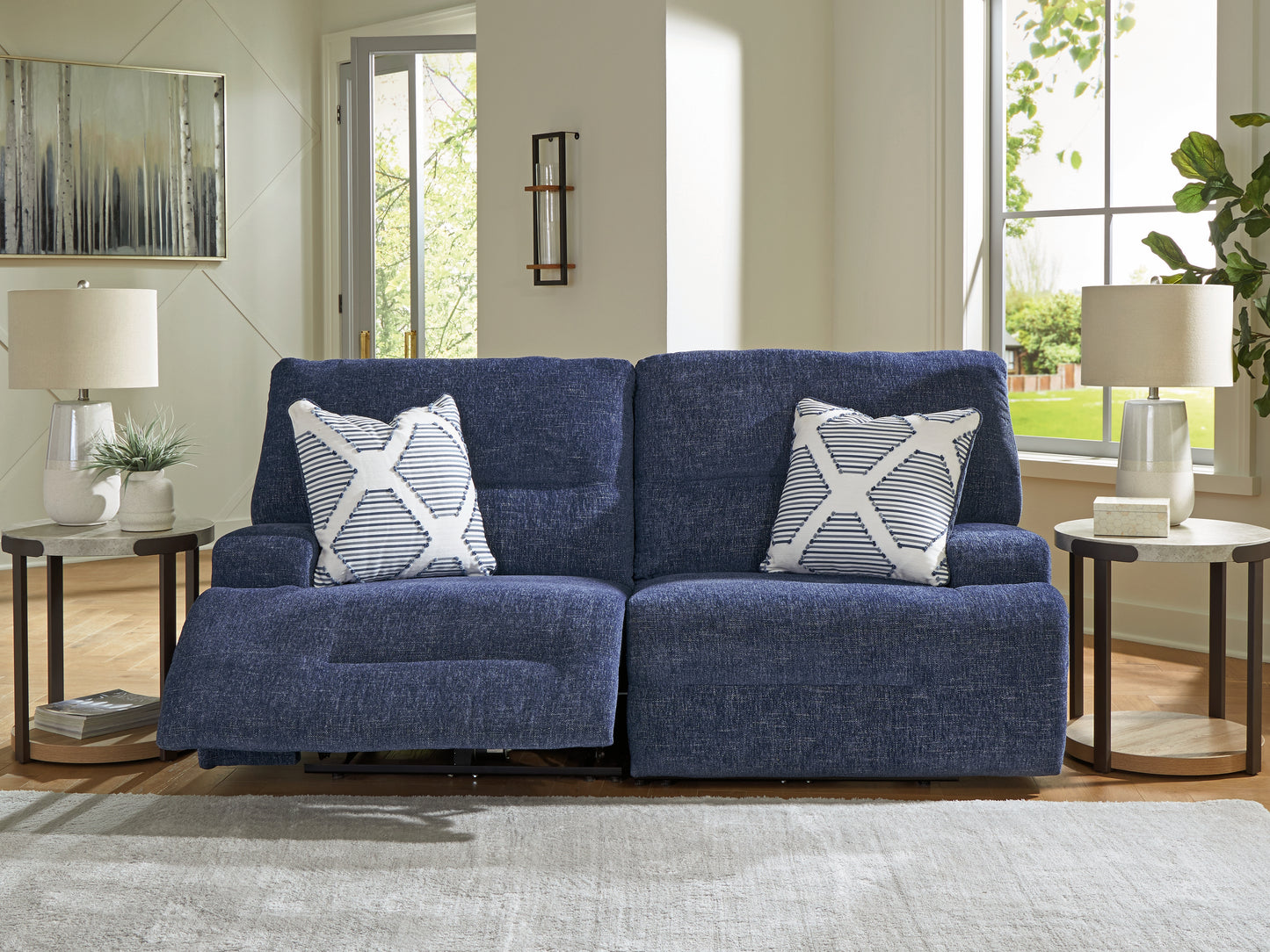 Cape Furniture Outlet - Ashley Furniture - Acklen Place Sectional - 2-Piece Power Reclining Sectional / Navy - 93607S16