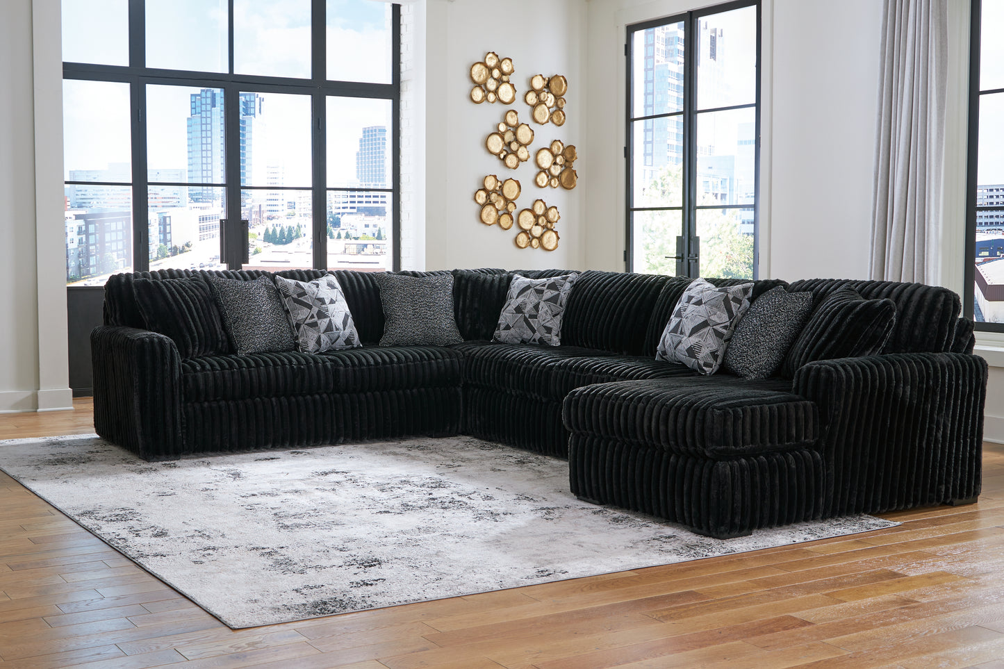 Cape Furniture Outlet - Ashley Furniture - Midnight-Madness Sectional - LAF 4-Piece Sectional with Chaise / Onyx - 98103S3